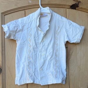 White Embroidered Kids Shirt